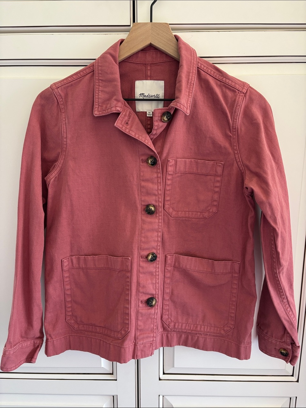Madewell Rose Pink Ashwood Chore Jacket Button Collared Womens Size‎ XS NEW